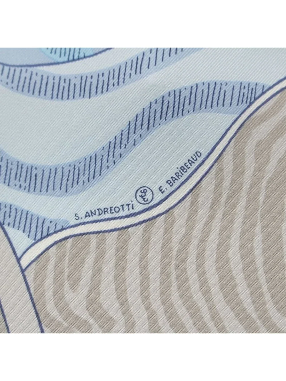 Hermes Carre 90 Silk le Premier Chant Song Of Beginnings Scarf Blue Multicolor